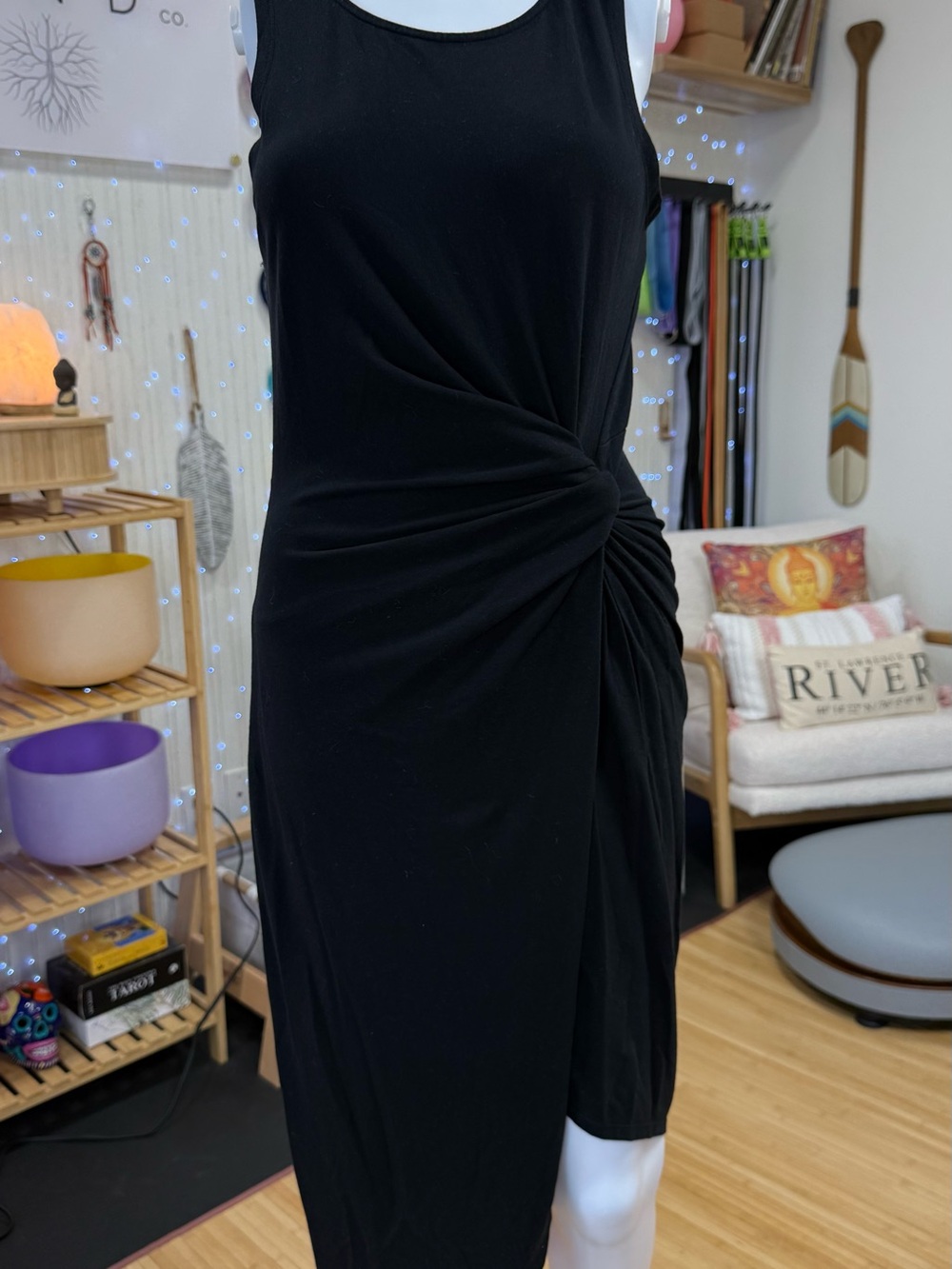 Express Black Twist-Detail Midi Dress